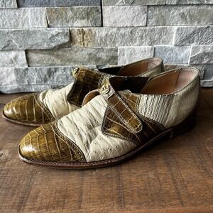 DAVID EDEN Genuine Ostrich Lizard Lace Up Crocodile Dress Shoes Size 9